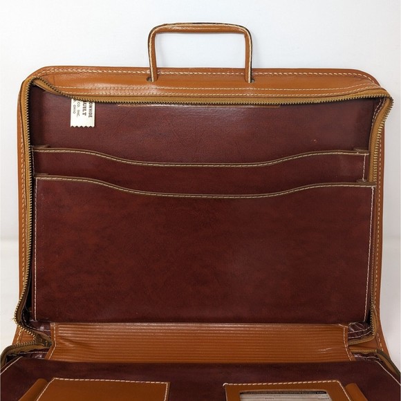 Vintage Hugo Bosca Built Cowhide Zip Briefcase Attaché Case Brown Leather 16x11 - Picture 8 of 16